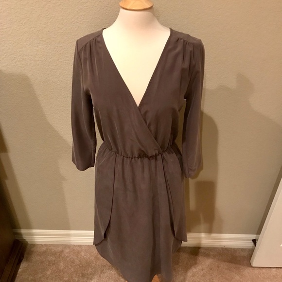 Everly Dove Gray V-Neck Dress - Picture 2 of 8